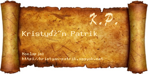 Kristyán Patrik névjegykártya